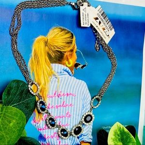 SilverTone Sapphire Bluew/Crystal Accents Necklace